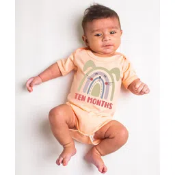 KNITROOT Half Sleeves Rainbow Theme 10 Month Printed Onesie - Peach-picture-38