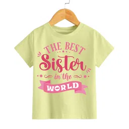 KNITROOT Half Sleeves The Best Sister In The World Printed T Shirt - Yellow image 1