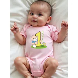 KNITROOT Kids One Month Bear Printed Cotton Envelope Neck Bodysuit-picture-58