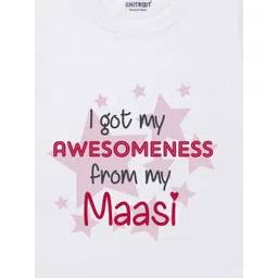 KNITROOT Kids White & Black Typography Printed Cotton T-shirt image 3