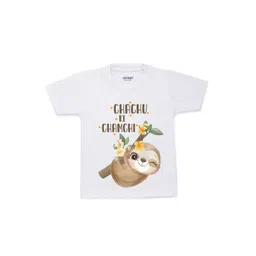 KNITROOT Kids White & Brown Typography Printed Cotton T-shirt-picture-14