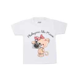 KNITROOT Kids White & Peach-Coloured Printed Cotton T-shirt-picture-18