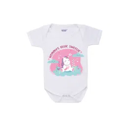 KNITROOT Kids White & Pink Cotton Printed Bodysuit-picture-16