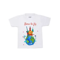 KNITROOT Kids White Printed Cotton T-shirt-picture-32