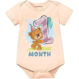 Knitroot Monthly Birthday Teddy Special, Newborn Baby Half Sleeve Unisex Romper, Onesies, Sleepsuit, Body Suit, Envelope Neck, 1 to 12 Months Print, 0-12 Months, Infant Cloth for Boys & Girls-picture-11
