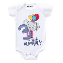 KNITROOT Short Sleeves Elephant 3 Months Print Onesie - White-picture-15