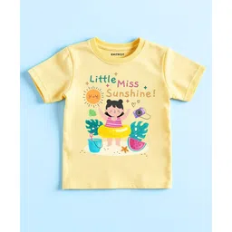 KNITROOT Summer Theme Half Sleeves Little Miss Sunshine Text Printed Tee - Yellow-picture-27