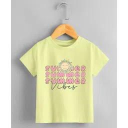 KNITROOT Summer Theme Half Sleeves Summer Vibes Text Printed Tee - Yellow-picture-34