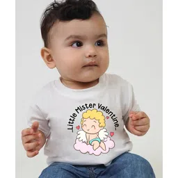 KNITROOT Valentine Theme Half Sleeves Little Mister Valentine Printed Tee - White-picture-26
