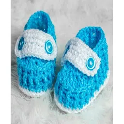 Knits & Knots Colour Blocked Handmade Booties With Front Strap - Blue-picture-26