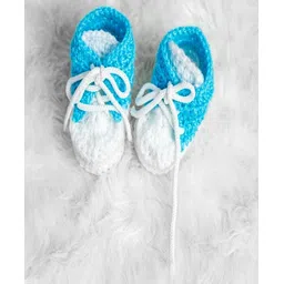 Knits & Knots Colour Blocked Handmade Booties With Laces - Blue-picture-22