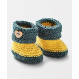 Knits & Knots crochet  Cuffed Button Booties - Yellow-picture-49