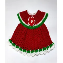 Knits & Knots crochet Sleeveless Flower Design Sweater Dress - Red-picture-0