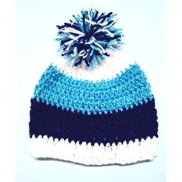 Knits & Knots crochet Striped Cap - Circumference- 32cm - White Blue-picture-37