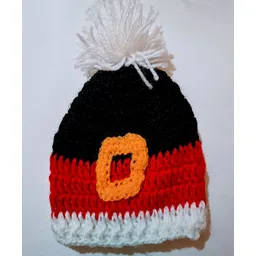 Knits & Knots Woollen Blend Colour Blocked Handmade Cap - Red & Black-picture-17