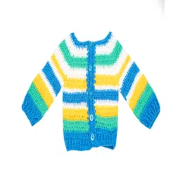 Knits & Knots Woollen Blend Full Sleeves Striped Sweater - Multi Colour-picture-22