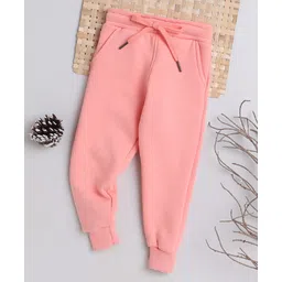 Knitting Doodles Fleece Woven Solid Track Pants - Peach-picture-19
