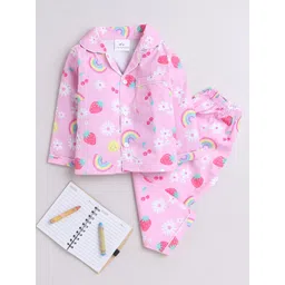 Knitting Doodles Girls Conversational Printed Pure Cotton Night Suit-picture-23