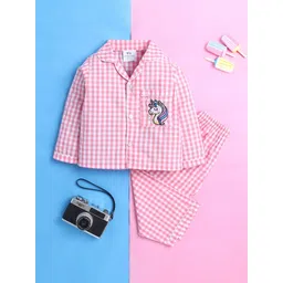 Knitting Doodles Unisex Kids Checked Night suit-picture-10