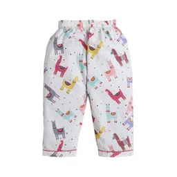 Knitting Doodles Unisex Kids White & Pink Printed Night suit image 4