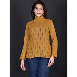 KNITZY Open Knit Self Design Woollen Top-picture-40