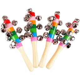 knk infotain Colourful Wooden Baby Rattle Toy - Hand Crafted Rattle Set for Kids -Pack Of 8 Rattle image 2