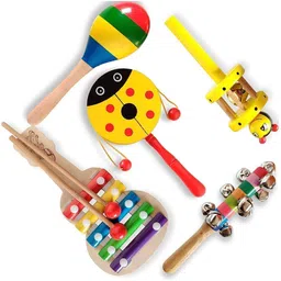 knk infotain Wooden Non Toxic Colourful Rattle Toys for Newborn Baby Pack Of 5 Rattle-picture-10