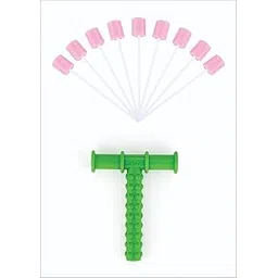 Knobby Texture Chewy Tubes(Green)And Disposable Oral Care Sponge Swab/Tooth Cleaning Spong Swab(100Pcs Pink)Combo Pack-picture-40