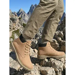 knoos Men Textured Round Toe Biker Boots-picture-39