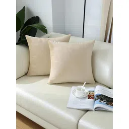 KNOTTING HOME Beige Set of 2 Velvet Square Cushion Covers-picture-13