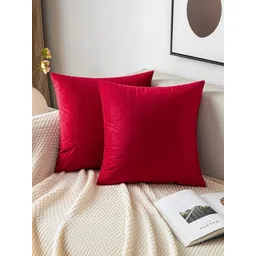 KNOTTING HOME Red Set of 2 Velvet Square Cushion Covers-picture-25