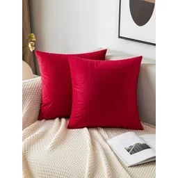 KNOTTING HOME Red Set of 5 Velvet Square Cushion Covers-picture-19