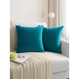 KNOTTING HOME Teal Set of 5 Velvet Square Cushion Covers-picture-33