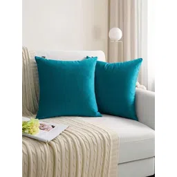 KNOTTING HOME Teal Set of 5 Velvet Square Cushion Covers-picture-21