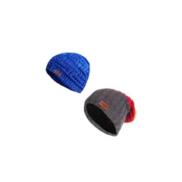 Knotyy Unisex Pack Of 2 Self Design Acrylic Beanies-picture-26