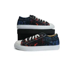 KobSook Men Printed Low Ankle Comfort Insole Canvas Contrast Sole-picture-33