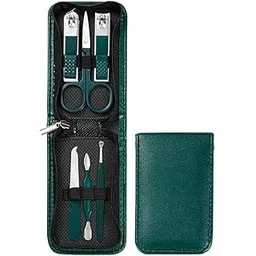koccido Manicure Pedicure Set 6 in 1 Precision Grooming Kit, Carbon Steel Nail Clippers with Fingernail Clippers, Portable with Travel Case ( Green )-picture-38