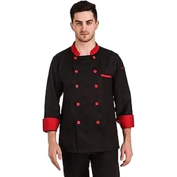 KODENIPR CLUB Men's And Women's Casual Style Black Chef Coat Red Contrast,Poly/Cotton,Size (X-Large(42))-picture-39