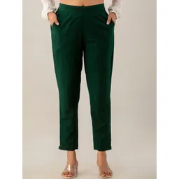 Kohsh Women Pure Cotton Pleated Cigarette Trousers-picture-39