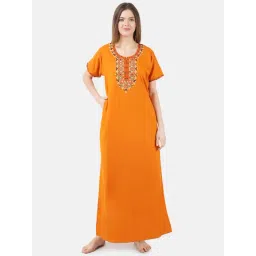 KOI SLEEPWEAR Mustard Embroidered Nighty-picture-36