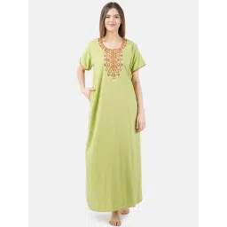 KOI SLEEPWEAR Pista Green Embroidered Nighty-picture-48