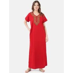 KOI SLEEPWEAR Red Embroidered Nighty-picture-13