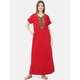 KOI SLEEPWEAR Red Embroidered Nighty-picture-15