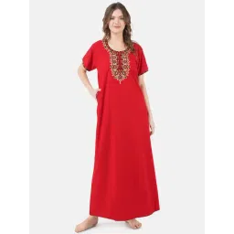 KOI SLEEPWEAR Red Embroidered Nighty-picture-34