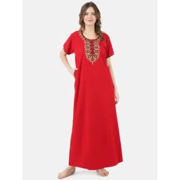 KOI SLEEPWEAR Red Embroidered Nighty image 1