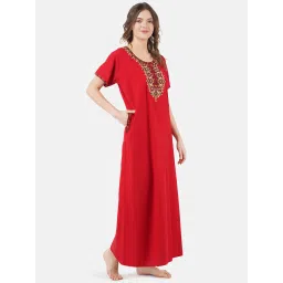 KOI SLEEPWEAR Red Embroidered Nighty image 3