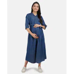 koi sleepwear Solid Denim Maternity Dress With Feeding Pocket-picture-12