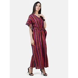 KOI SLEEPWEAR Striped V Neck Kaftan Maxi Nightdress-picture-32