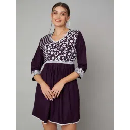 KOI SLEEPWEAR Wine Embroidered Dress-picture-34