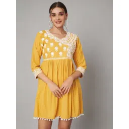 KOI SLEEPWEAR Yellow Embroidered Dress-picture-35